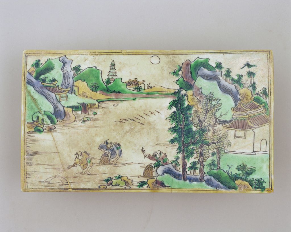 图片[2]-Plain tricolor fisherman fishing chart rectangular table-China Archive